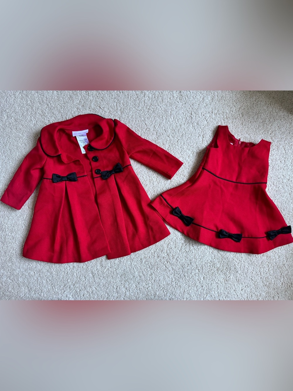 Bonnie Baby Christmas Dress and Coat Set